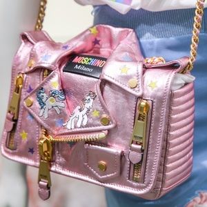 moschino “my little pony” pink motor jacket purse limited edition